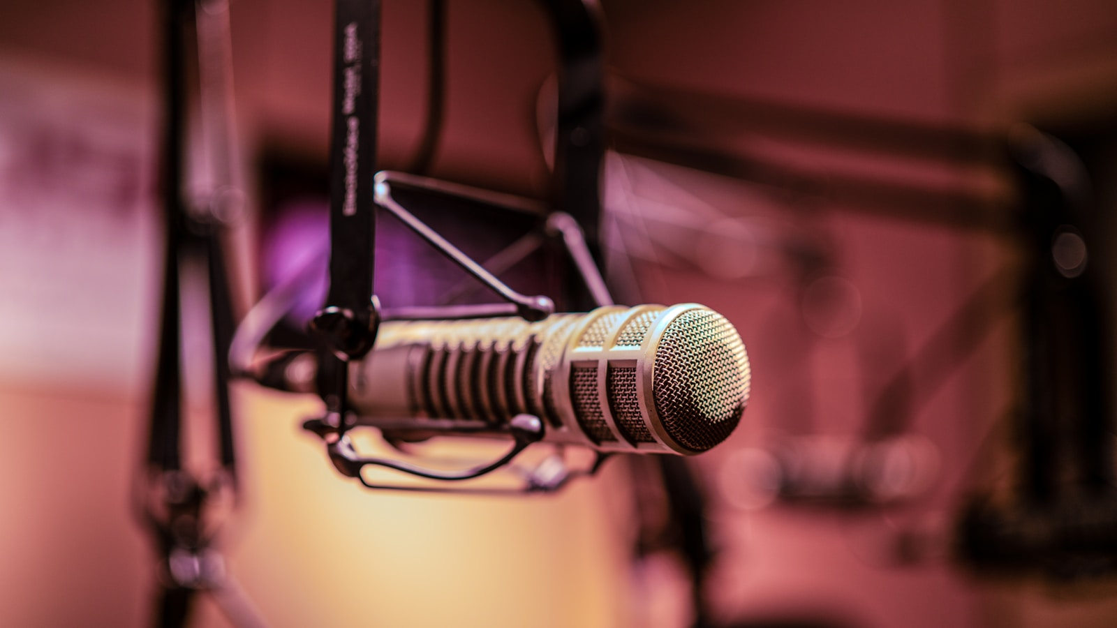 A microphone in a recording studio.